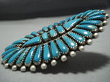 Gigantic Vintage Navajo Vibrant Turquoise Sterling Silver Preston Family Ring-Nativo Arts