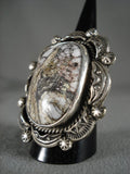 Gigantic Wildhorse Native American Jewelry Silver Shell Navajo Ring-Nativo Arts