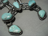Ginormous! Vintage Navajo Big Wide Naja Turquoise Native American Jewelry Silver Squash Blossom Necklace-Nativo Arts