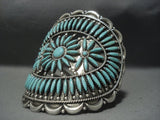 Ginormous!! Vintage Navajo Needlepoint Turquoise Sterling Native American Jewelry Silver Bracelet-Nativo Arts