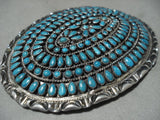 Ginormous Vintage Zuni/ Navajo Turquoise Native American Jewelry Silver Belt Buckle Old-Nativo Arts