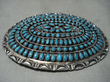 Ginormous Vintage Zuni/ Navajo Turquoise Native American Jewelry Silver Belt Buckle Old-Nativo Arts