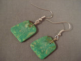 Gorgeous Huge Santo Domingo Squared Royston Turquoise Native American Jewelry Silver Earrings-Nativo Arts