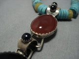 Gorgeous Tripe Tier Vintage Native American Jewelry Navajo Sterling Silver Turquoise Disced Necklace-Nativo Arts