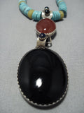 Gorgeous Tripe Tier Vintage Native American Jewelry Navajo Sterling Silver Turquoise Disced Necklace-Nativo Arts