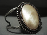 Gorgeous Vintage Navajo 'Massive Pearl' Native American Jewelry Silver Bracelet Old-Nativo Arts