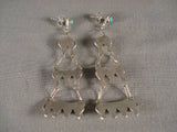 Gorgeous Vintage Zuni Turquoise Native American Jewelry Silver Earrings-Nativo Arts