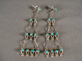 Gorgeous Vintage Zuni Turquoise Native American Jewelry Silver Earrings-Nativo Arts