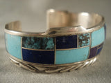 Graduating Mosaic Vintage Navajo Spiderweb Turquoise Native American Jewelry Silver Bracelet-Nativo Arts
