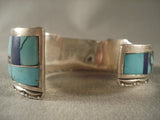 Graduating Mosaic Vintage Navajo Spiderweb Turquoise Native American Jewelry Silver Bracelet-Nativo Arts