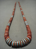 Graduating Turquoise/shell Vintage Santo Domingo/ Navajo Native American Jewelry Silver Necklace Old-Nativo Arts