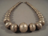 Graduating Vintage Navajo Hand Tooled Native American Jewelry Silver Bead Necklace Old-Nativo Arts