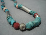 Guaranteed Authentic Vintage Native American Jewelry Navajo Thomas Singer Turquoise Silver Necklace-Nativo Arts