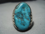 Guaranteed Authentic Vintage Native American Jewelry Zuni Important Turquoise Sterling Silver Ring-Nativo Arts