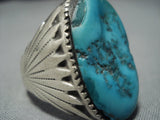 Guaranteed Authentic Vintage Native American Jewelry Zuni Important Turquoise Sterling Silver Ring-Nativo Arts