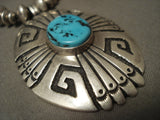 Guaranteed Authentic Vintage Navajo Thomas Singer Turquoise Native American Jewelry Silver Necklace-Nativo Arts