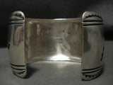 Guaranteed Authentic Wide Vintage Navajo Native American Jewelry jewelry Thomas Singer Geometric Bracelet Old-Nativo Arts