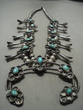 Guargantuan Vintage Navajo Turquoise Native American Jewelry Silver Squash Blossom Necklace-Nativo Arts