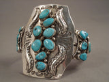 Half Moon Flanks Vintage Navajo Turquoise Sterling Native American Jewelry Silver Bracelet-Nativo Arts
