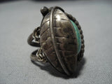 Half Moon Leaf Vintage Native American Jewelry Navajo Green Turquoise Sterling Silver Leaf Ring Old-Nativo Arts