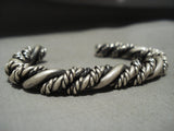Hand Woven Vintage Navajo Sterling Native American Jewelry Silver Thick Heavy Bracelet Old-Nativo Arts