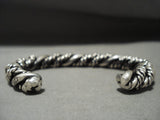 Hand Woven Vintage Navajo Sterling Native American Jewelry Silver Thick Heavy Bracelet Old-Nativo Arts