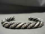 Hand Woven Vintage Navajo Sterling Native American Jewelry Silver Thick Heavy Bracelet Old-Nativo Arts