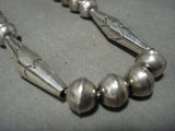 Hand Wrought Torpedo Bead Vintage Navajo Native American Jewelry Silver Necklace Old-Nativo Arts