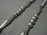 Hand Wrought Torpedo Bead Vintage Navajo Native American Jewelry Silver Necklace Old-Nativo Arts