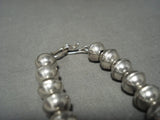 Hand Wrought Torpedo Bead Vintage Navajo Native American Jewelry Silver Necklace Old-Nativo Arts