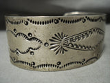 Hand Wrought Vintage Navajo 'Csun And Clouds' Native American Jewelry Silver Concho Bracelet-Nativo Arts