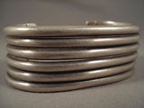 Hand Wrought Wide Stacked Vintage Navajo All Native American Jewelry Silver Bracelet Old-Nativo Arts