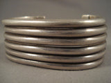 Hand Wrought Wide Stacked Vintage Navajo All Native American Jewelry Silver Bracelet Old-Nativo Arts