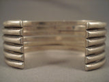 Hand Wrought Wide Stacked Vintage Navajo All Native American Jewelry Silver Bracelet Old-Nativo Arts
