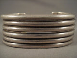 Hand Wrought Wide Stacked Vintage Navajo All Native American Jewelry Silver Bracelet Old-Nativo Arts