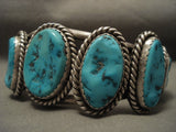 Heav Y 108 Gram Natural Huge Blue Turquoise Vintage Navajo Native American Jewelry Silver Bracelet-Nativo Arts