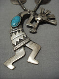 Heavier Detailed!! Vintage Native American Navajo Feather Sterling Silver Turquoise Necklace Old-Nativo Arts