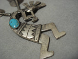 Heavier Detailed!! Vintage Native American Navajo Feather Sterling Silver Turquoise Necklace Old-Nativo Arts