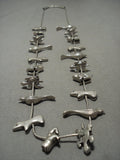 Heavy 102 Gram Vintage Santo Domingo/ Navajo Native American Jewelry Silver Fetish Necklace Old-Nativo Arts