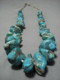 Heavy 142 Grams Vintaged Navajo Turquoise Nugget Native American Necklace Old-Nativo Arts