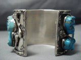 Heavy 164 Grams!! Vintage Native American Jewelry Navajo Sterling Silver Turquoise Bracelet Old-Nativo Arts