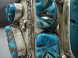 Heavy 164 Grams!! Vintage Native American Jewelry Navajo Sterling Silver Turquoise Bracelet Old-Nativo Arts