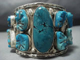 Heavy 164 Grams!! Vintage Native American Jewelry Navajo Sterling Silver Turquoise Bracelet Old-Nativo Arts