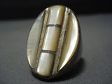 Heavy 35 Grams Vintage Navajo Sterling Silver Pearl Ring Old Native American Jewelry-Nativo Arts