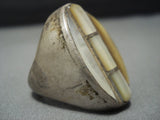 Heavy 35 Grams Vintage Navajo Sterling Silver Pearl Ring Old Native American Jewelry-Nativo Arts