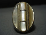Heavy 35 Grams Vintage Navajo Sterling Silver Pearl Ring Old Native American Jewelry-Nativo Arts
