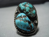 Heavy 37 Grams Vintage Native American Jewelry Navajo Sterling Silver Old Persin Turquoise Ring Old-Nativo Arts