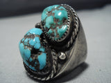 Heavy 37 Grams Vintage Native American Jewelry Navajo Sterling Silver Old Persin Turquoise Ring Old-Nativo Arts