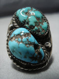 Heavy 37 Grams Vintage Native American Jewelry Navajo Sterling Silver Old Persin Turquoise Ring Old-Nativo Arts