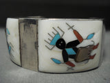 Heavy And Extremely Detailed Vintage Zuni Kachina Native American Jewelry Silver Turquoise Bracelet-Nativo Arts